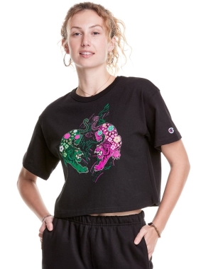Champion Heritage Cropped Year Of The Tiger Kadın Üstler Siyah | DS5340896