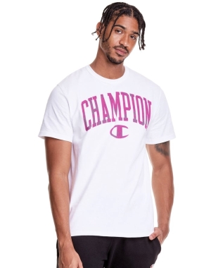 Champion Heritage Galaxy Dye Arch Logo Erkek Tişört Beyaz | VX2031498