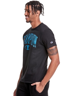 Champion Heritage Galaxy Dye Arch Logo Erkek Tişört Siyah | XV9053174