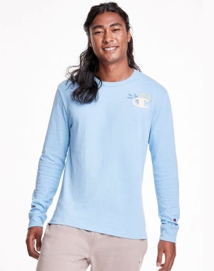 Champion Heritage Long-Sleeve Botanicals C Logo Erkek Tişört Mavi | GD5908216