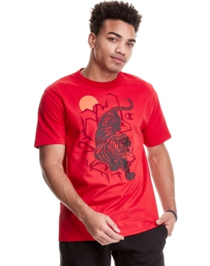 Champion Heritage Sprawling Tiger Erkek Tişört Kırmızı | RG1267904
