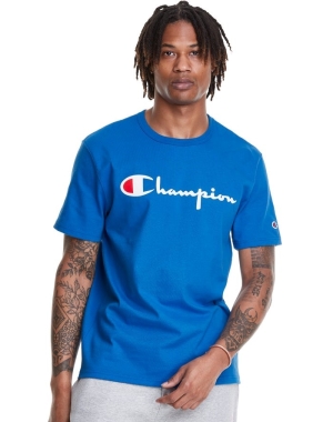 Champion Heritage Vintage Logo Erkek Tişört Mavi | LE9708143