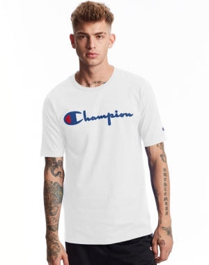 Champion Heritage Vintage Logo Erkek Tişört Beyaz | ZC4517836