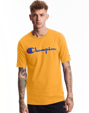 Champion Heritage Vintage Logo Erkek Tişört Sarı | ZD8264371