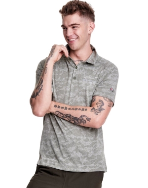 Champion Jacquard Spor Polo Erkek Tişört Gri | QN7815290