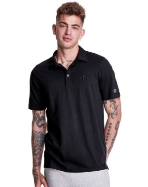 Champion Jersey Polo Erkek Tişört Siyah | CL0824913