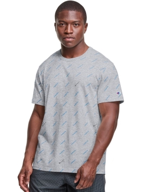 Champion Klasik All Over Logo Erkek Tişört Gri | GX5893012