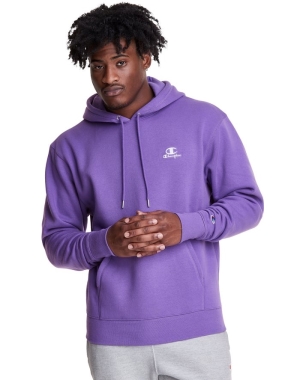 Champion Klasik Fleece Embroidered Applique Logo Erkek Kapüşonlu Sweatshirt Mor | JC9302817