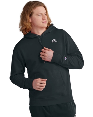 Champion Klasik Fleece Embroidered Applique Logo Erkek Kapüşonlu Sweatshirt Siyah | KC5148027