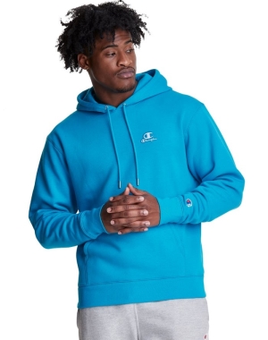 Champion Klasik Fleece Embroidered Applique Logo Erkek Kapüşonlu Sweatshirt Mavi | MR4175089