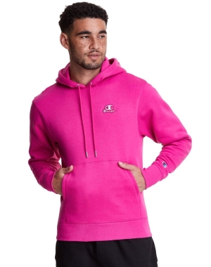 Champion Klasik Fleece Embroidered Applique Logo Erkek Kapüşonlu Sweatshirt Pembe | MS6974358