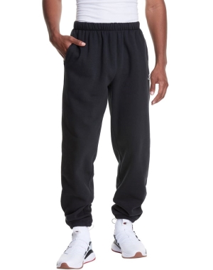 Champion Klasik Fleece Embroidered Logo Erkek Pantolon Siyah | HQ9143526