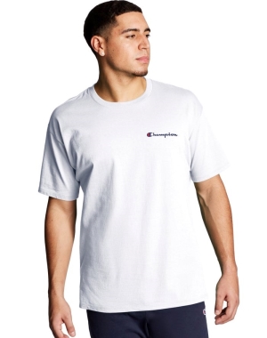 Champion Klasik Jersey Script Logo Erkek Tişört Beyaz | CP8907216