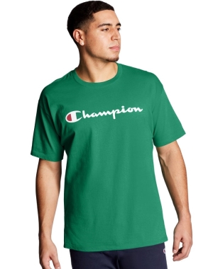 Champion Klasik Jersey Script Logo Erkek Tişört Yeşil | HV3648190