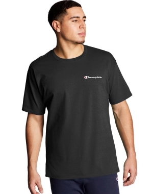 Champion Klasik Jersey Script Logo Erkek Tişört Siyah | LR8316405