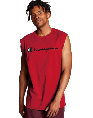 Champion Klasik Jersey Script Logo Erkek Tişört Kırmızı | NT2850976