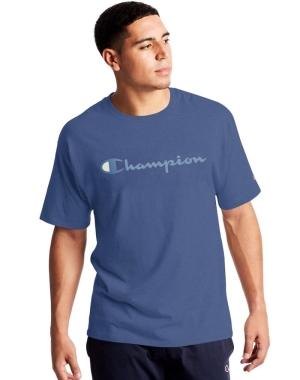 Champion Klasik Jersey Script Logo Erkek Tişört Mavi | SG1326895