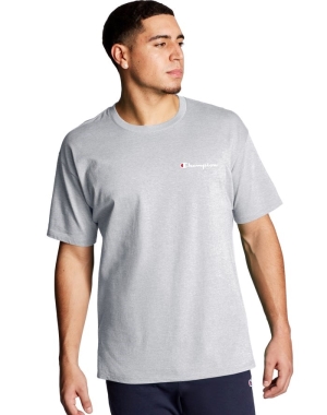 Champion Klasik Jersey Script Logo Erkek Tişört Gri | XK4301958