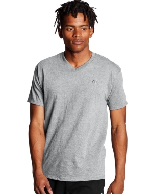 Champion Klasik Jersey V-Neck Erkek Tişört Gri | IS1269570