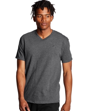 Champion Klasik Jersey V-Neck Erkek Tişört Koyu Gri | ST2856437