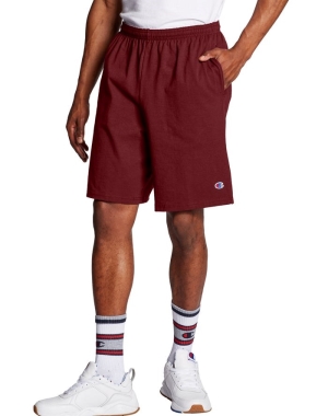 Champion Klasik Pamuklu Jersey Erkek Şort Koyu Kırmızı | PZ6357940