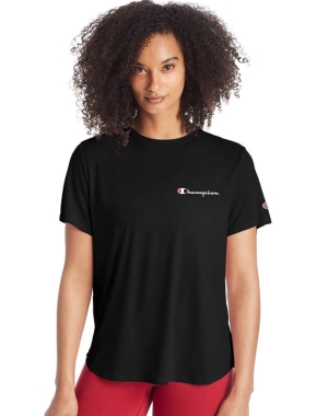 Champion Klasik Script Logo Kadın Tişört Siyah | CU9248537