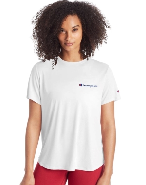 Champion Klasik Script Logo Kadın Tişört Beyaz | CZ4739065