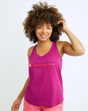 Champion Klasik Script Logo Kadın Tişört Pembe | EV6153928