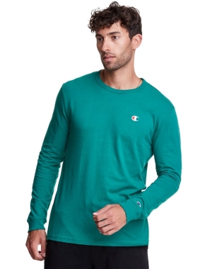 Champion Long-Sleeve Hafif C Logo Erkek Tişört Turkuaz | NJ1684052