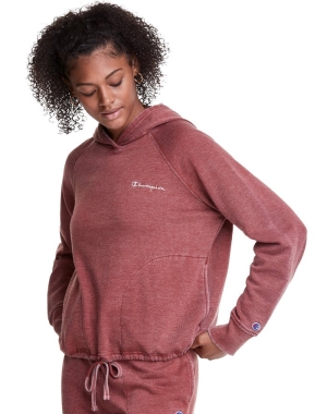 Champion Lounge Cinch Bottom Kadın Kapüşonlu Sweatshirt Kahverengi | EG6294357