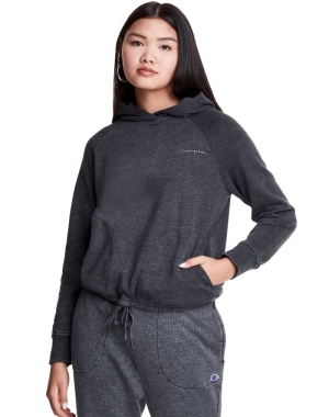 Champion Lounge Cinch Bottom Kadın Kapüşonlu Sweatshirt Siyah | HO5987321