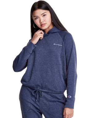Champion Lounge Cinch Bottom Kadın Kapüşonlu Sweatshirt Lacivert | XV9417803