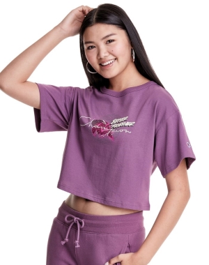 Champion Merlot Artist Series Heritage Cropped Kadın Üstler Mor | VN8362071