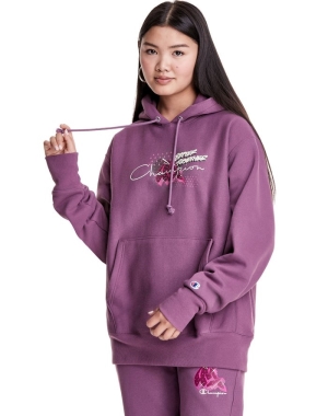 Champion Merlot Artist Series Reverse Weave Boyfriend Better Together Kadın Kapüşonlu Sweatshirt Mor | FW6834219