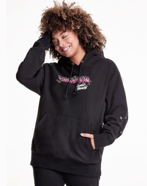 Champion Merlot Artist Series Reverse Weave Boyfriend Simple Balance Kadın Kapüşonlu Sweatshirt Siyah | IK3842719