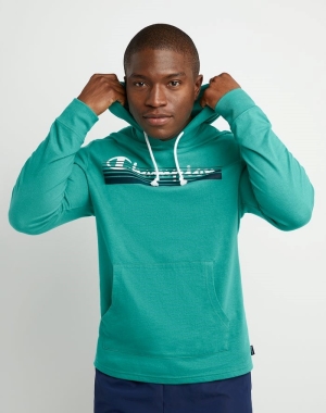 Champion Middleweight T-Shirt Sunrise Script Logo Erkek Kapüşonlu Sweatshirt Turkuaz | MY5941806