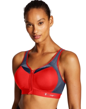 Champion Motion Control Zip Front Kadın Spor Sütyeni Kırmızı | XM8917356