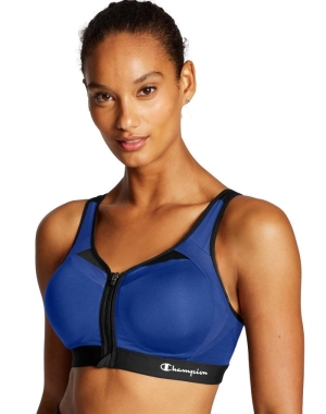 Champion Motion Control Zip Front Kadın Spor Sütyeni Mavi | ZB5031826