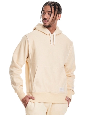 Champion Natural State Reverse Weave Erkek Kapüşonlu Sweatshirt Krema | ZI3420981