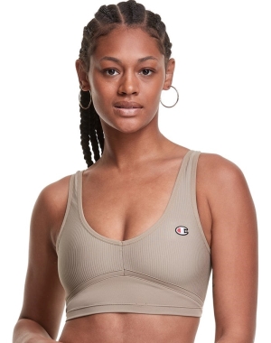 Champion Nervürlü Cropped Kadın Tişört Zeytin Yeşili | AS7129436
