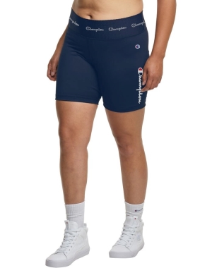 Champion Plus Authentic Bike Script Logo 7 Kadın Tişörtü Lacivert | WM7521890