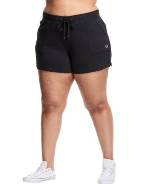Champion Plus Campus French Terry 3 Kadın Tişörtü Siyah | EA8024716
