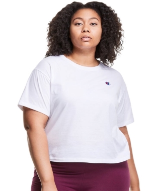 Champion Plus Hafif Cropped Kadın Tişört Beyaz | PO2189465