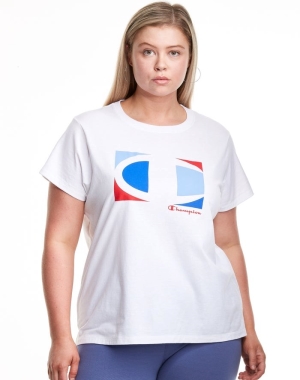 Champion Plus Klasik Embroidered C Logo Kadın Üstler Beyaz | GI9281570