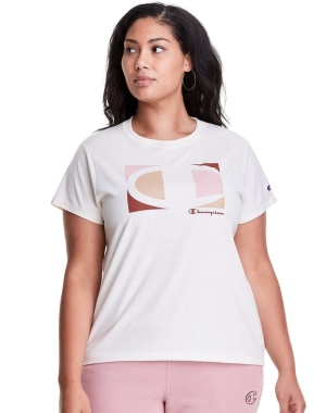 Champion Plus Klasik Embroidered C Logo Kadın Üstler Beyaz | SD6542107