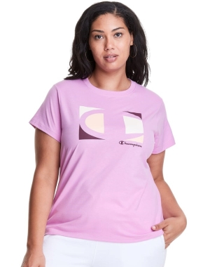 Champion Plus Klasik Embroidered C Logo Kadın Üstler Pembe | WJ1423976