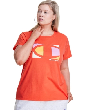 Champion Plus Klasik Embroidered C Logo Kadın Üstler Turuncu | YU8617902