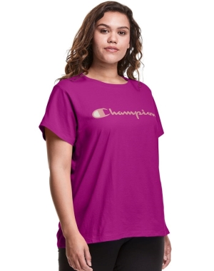 Champion Plus Klasik Script Logo Kadın Üstler Pembe | DC3274189