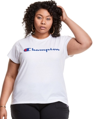 Champion Plus Klasik Script Logo Kadın Üstler Beyaz | YM4786295