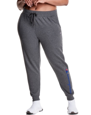 Champion Plus Powerblend Fleece Script Logo Kadın Pantolon Koyu Gri | XA9042735